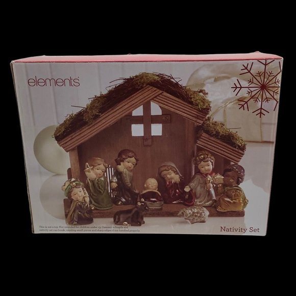 Elements Vintage 9 Pc Childrens Nativity Set, NEW - Picture 2 of 12